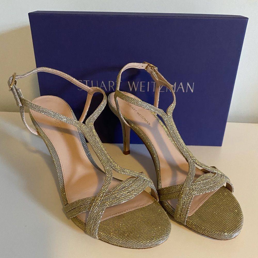 Stuart Weitzman “Sunny” strappy bridal sandals